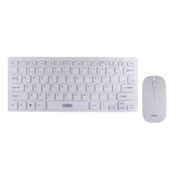 [CC AME] Kit Teclado e Mouse Sem Fio  Ultra Slim Branco - OEX