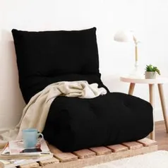 Futon Dobrável de Espuma Solteiro Preto | R$100