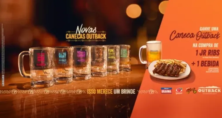 Ganhe uma caneca ao fazer seu pedido no outback 