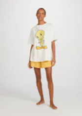 Pijama Feminino Curto Looney Tunes - amarelo