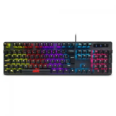 Teclado Gamer Mecânico Multilaser GK-500, LED Rainbow, Switch Blue, ABNT2, Black, TC257 