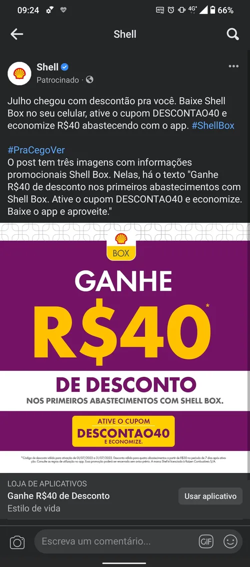 Imagem na descrição da promoção