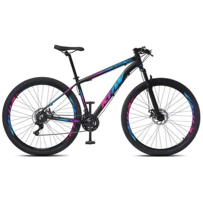 Foto do produto Bicicleta Aro 29 KRW Alumínio 24 Vel Freio A Disco X32 - Preto Rosa Azul - 15.5