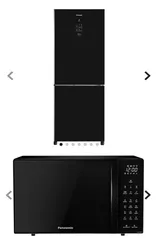 Geladeira Panasonic 425L Black Glass + Micro-ondas 32L Preto