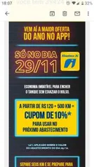 Abatece Aí 10% de desconto dia 29/11-Abastecendo a partir de R$ 120,00 Sexta-feira