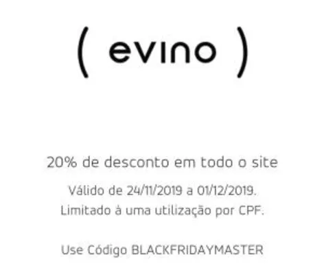 Cupom 20% off na Evino com Mastercard