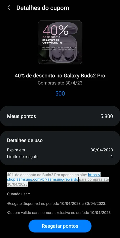 Imagem na descrição da promoção