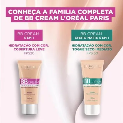 Base Bb Cream L'oréal Paris Efeito Matte 5 Em 1 Fps50 Clara 30g - R$22