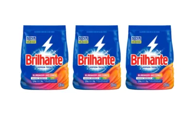 Kit 3 Unidades Sabão em Pó Brilhante Limpeza - Limpeza Total Blindagem das Cores 1,6kg Cada