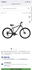 Bicicleta South Hunter GT - 21 Marchas - Aro 29 - Freios á disco | R$899