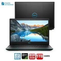 Notebook Gamer Dell NVIDIA GeForce GTX 1050 Core i5-9300HQ 8GB 1TB Tela Full HD 15.6” Windows 10 G3-3590-A10P