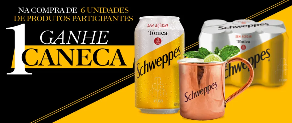 Participe da Promoção da Schweppes e leva de brinde uma Caneca Exclusiva