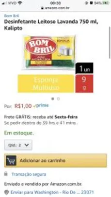 Prime - Desinfetante Leitoso Lavanda 750 ml, Kalipto | R$ 1