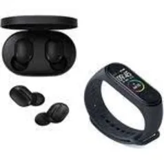 Kit Fone de Ouvido Xiaomi Redmi Airdots Bluetooth + Smartwatch Xiaomi Mi Band 4 Preto | R$227