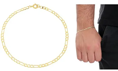 Pulseira Masculina Groumet Elos 3x1 Banhada a Ouro 18k