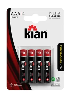 Pilha Alcalina AAA - Blister C/4 Kian