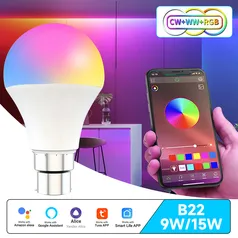 Lâmpada Inteligente RGB E27 15W  Smart Bluetooth Compativel com App Tuya, ALexa, Google Home