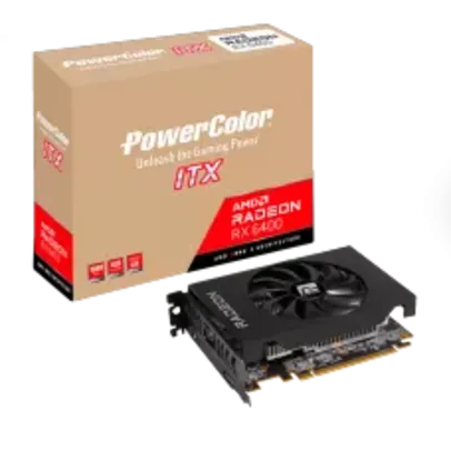 Placa de Vídeo PowerColor AMD Radeon RX 6400 ITX, 4GB, GDDR6, FSR, Ray Tracing, AXRX 6400 4GBD6-DH