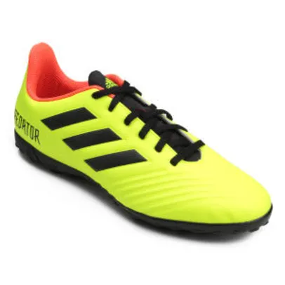 Chuteira Society Adidas Predator Tan 18 4 TF Masculina - Amarelo e Preto - R$120
