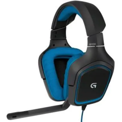 Headset Gamer Logitech com Som Surround 7.1 G430 Preto e Azul - R$229,90