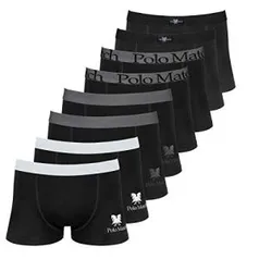 Kit com 8 Cuecas Boxer de Cotton 5.0 Preto - Polo Match | R$49