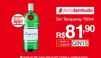 Gin Tanqueray 750ml | R$82