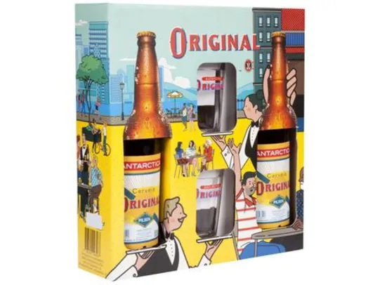 [APP] [Cliente Ouro] Kit Cerveja Antarctica Original 600ml 2 Unidades - com 2 Copos | R$ 17