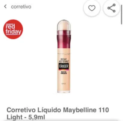 Corretivo Líquido Maybelline 110 Light - 5,9ml R$36