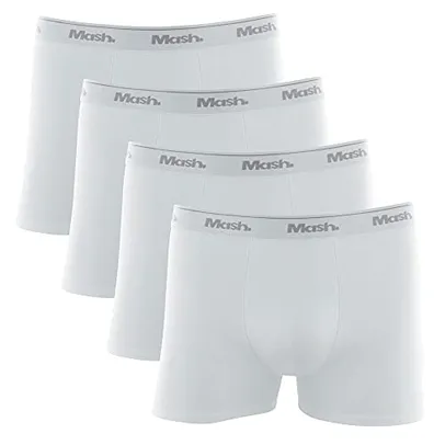 Kit 4 Cuecas Boxer Cot El Rep., Mash, Masculino, Branco/Branco/Branco/Branco, M