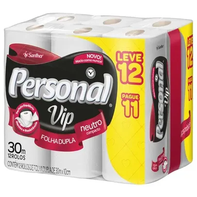 Papel Higiênico Vip Folha Dupla Personal 30m Leve 12 Pague 11