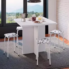 conjunto de mesa de cozinha com 4 lugares verona i corino branco e preto