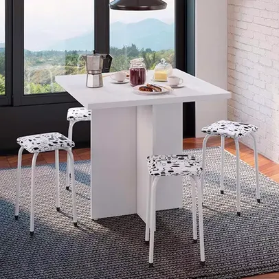 conjunto de mesa de cozinha com 4 lugares verona i corino branco e preto