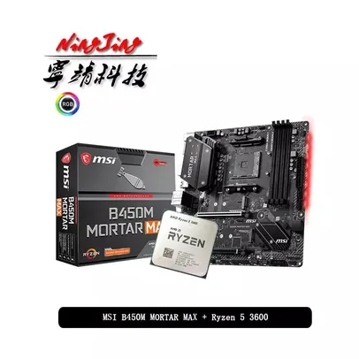 Processador RYZEN 5 3600 + Placa mãe B450m MORTAR MAX | R$381