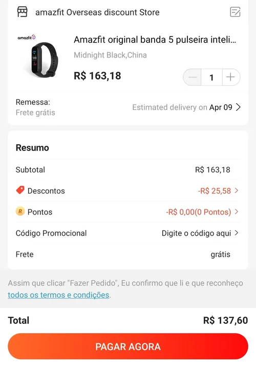 Imagem na descrição da promoção