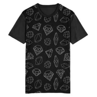 Camiseta Migian Diamantes Sublimada Masculina - Preto | R$30