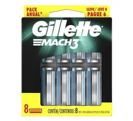 Carga para Aparelho de Barbear Gillette Mach3 - Leve 8 Pague 6 | R$36