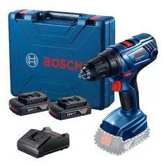 Furadeira sem fio de 13mm Bosch GSR 180-LI 18V + 2 baterias de 1.5Ah com maleta de transporte 110V/2