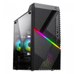 Gabinete PowerX 6507TG, Mini Tower, Black, Com Fita Led RGB, mATX, Com Fan