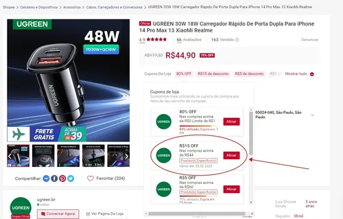 Imagem na descrição da promoção