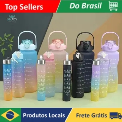 [ APP | Do Brasil | MOEDAS R$ 13 ] Kit 3 Garrafas 2 Litros 900ml 300ml Squeeze Fases Motivadoras