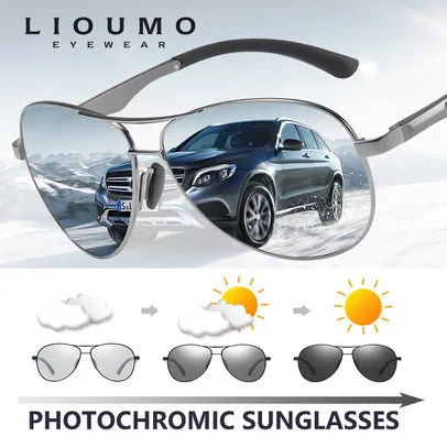Oculos Aviation Photochromic Sunglasses Men Polarized