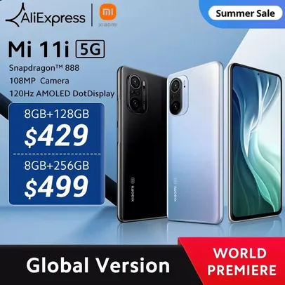 Smartphone Mi 11i, 128gb + 8gb, snapdragon 888, 5G, Branco/azul/preto | R$2189