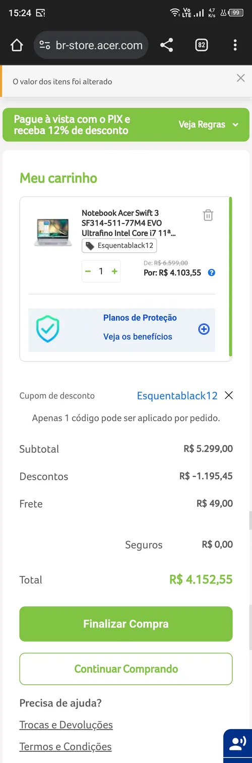 Imagem na descrição da promoção