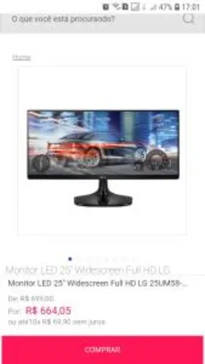 Saindo por R$ 664: Monitor LED 25" Widescreen Full HD LG 25UM58-P.AWZ | Pelando