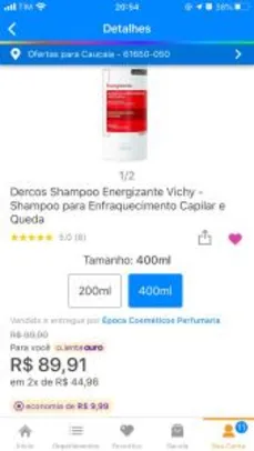[Cliente Ouro] Dercos Shampoo Energizante Vichy | R$90