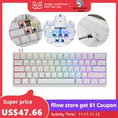 [11.11] Skyloong teclado mecânico com fio gk61- Gateron vermelho