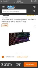 Teclado Mecânico T-dagger bora, RGB, Switch Blue | R$190