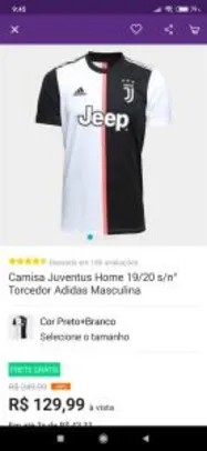 Camisa Juventus Home 19/20 s/n° Torcedor Adidas Masculina - Preto e Branco. Frete Grátis