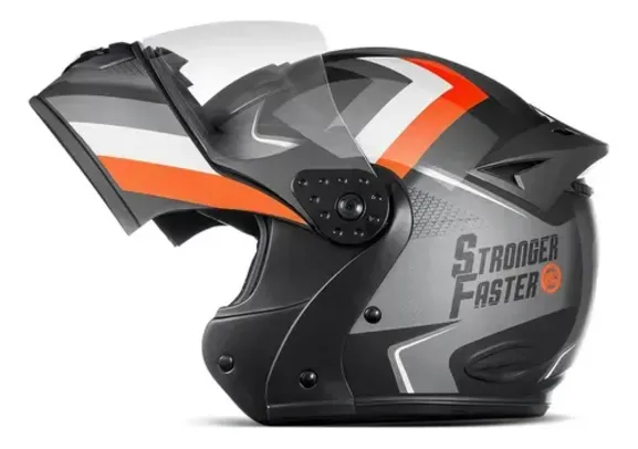 (Saldo MP) Capacete Robocop Stronger Faster Gladiator Etceter Fosco Cor Cinza/Laranja Tamanho 58