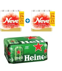 [App] Papel higiênico Neve 48 Rolos + Pack Cerveja Heineken Lata 350ml 12 Un